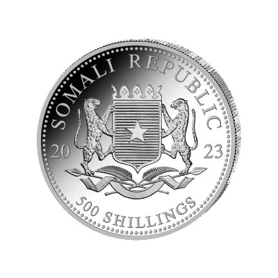 SOMALIE 500 Shillings Argent 5 Onces Éléphant 2023 ⏰
