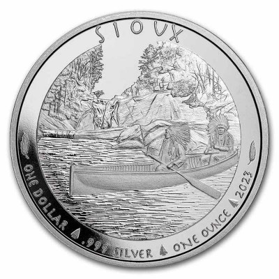 Médaille Argent 1 Once Indien Sioux dans son Canoë 2023