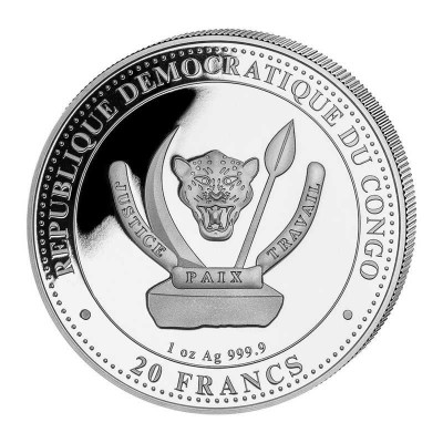 CONGO 20 Francs Argent 1 Once Vie Préhistorique Dunkleosteus 2023