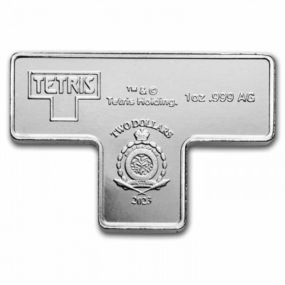 NIUE 2 Dollars Argent 1 Once TETRIS Bloc T Tetrimino 2023 ⏰