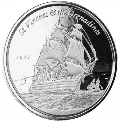 St VINCENT et GRENADINES 2 Dollars Argent 1 Once Navire de guerre 2022