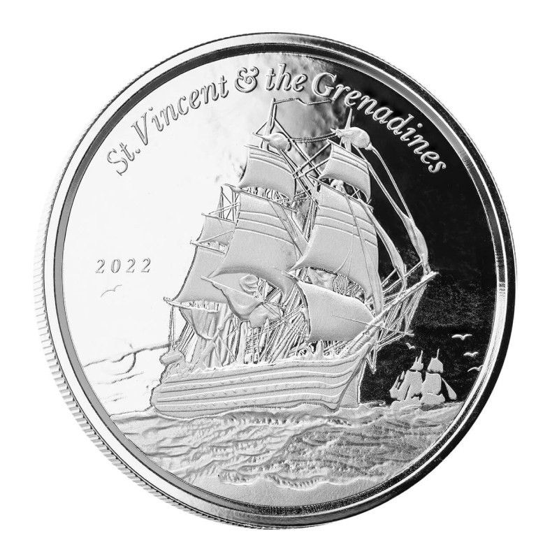 St VINCENT et GRENADINES 2 Dollars Argent 1 Once Navire de guerre 2022