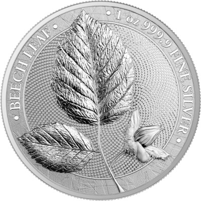 Médaille 5 Mark Argent 999/1000 1 Once Feuille de Hêtre 2023 ⏰