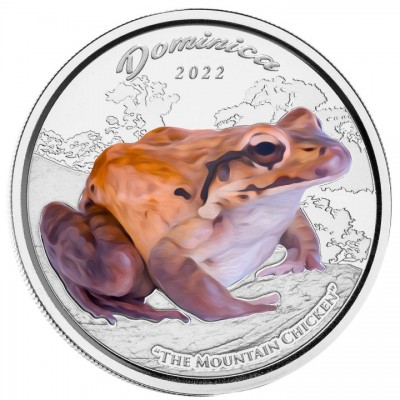 DOMINIQUE 2 Dollars Argent 1 Once Couleur Grenouille Poulet des Montagnes 2022 ⏰