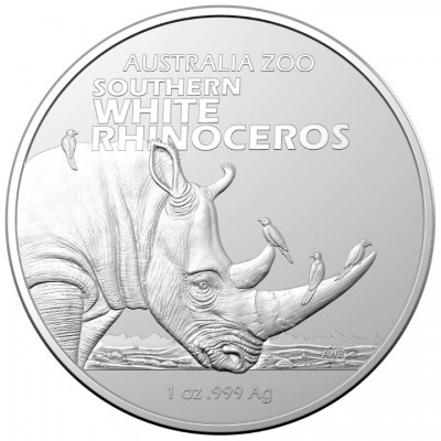 RAM AUSTRALIE 1 Dollar Argent 1 Once ZOO Rhinocéros blanc 2023 ⏰