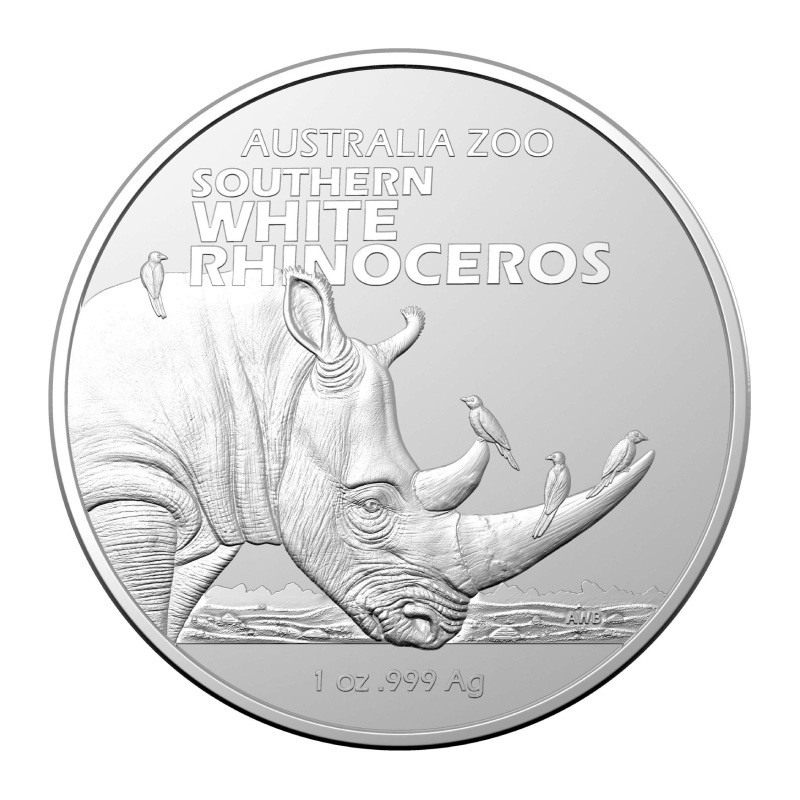 RAM AUSTRALIE 1 Dollar Argent 1 Once ZOO Rhinocéros blanc 2023