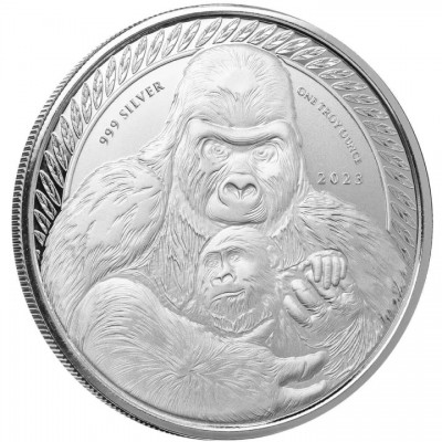 CONGO 500 Francs Argent 1 Once Gorille 2023