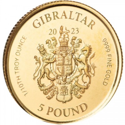 GIBRALTAR 5 Livres Or 1/10 Once Lady Justice 2023