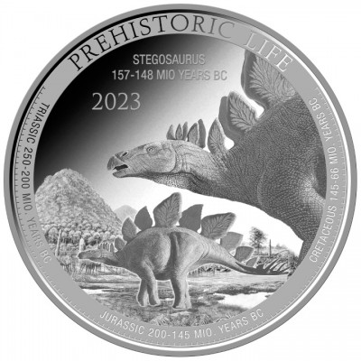 CONGO 20 Francs Argent 1 Once Vie Préhistorique Stegosaurus 2023