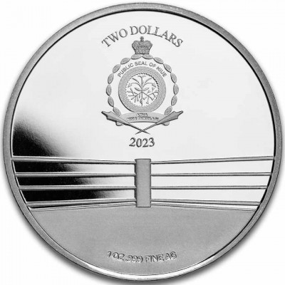 NIUE 2 Dollars Argent 1 Once Blister Couleur ALI Rumble in the Jungle 2023 ⏰