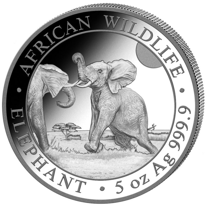 SOMALIE 500 Shillings Argent 5 Onces Eléphant 2024 ⏰