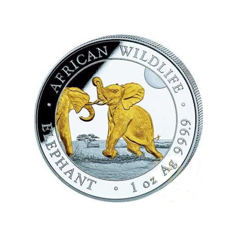 SOMALIE 100 Shillings Argent 1 Once Doré Eléphant 2024 ⏰