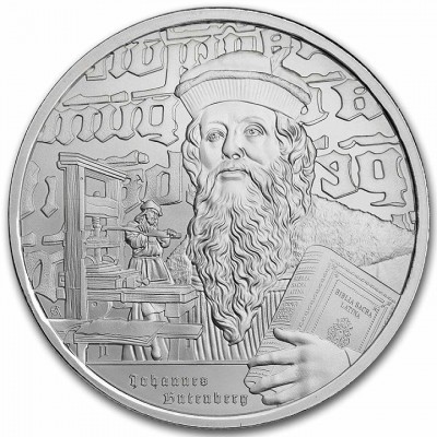 NIUE 2 Dollars Argent 1 Once Johannes Gutenberg 2024