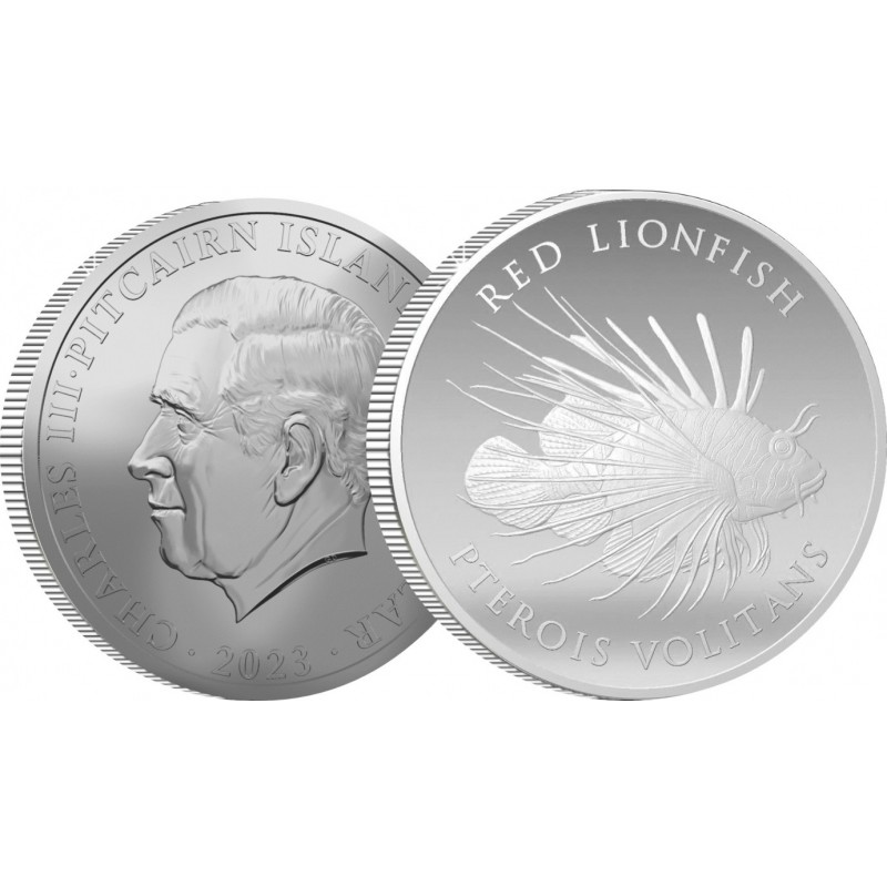 PITCAIRN 1 Dollar Argent 1 Once Poisson Lion Rouge 2023