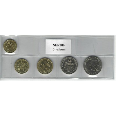 Serbie série de 5 pièces de monnaie