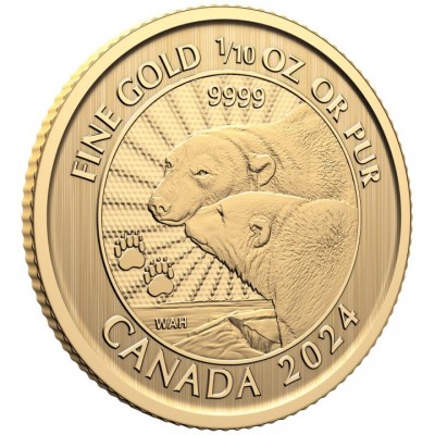 CANADA 5 Dollars Or 1/10 Once Ours Polaire Majestueux 2024