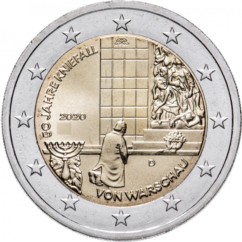 ALLEMAGNE 2 Euro Génuflexion de Varsovie Willy Brandt 2020