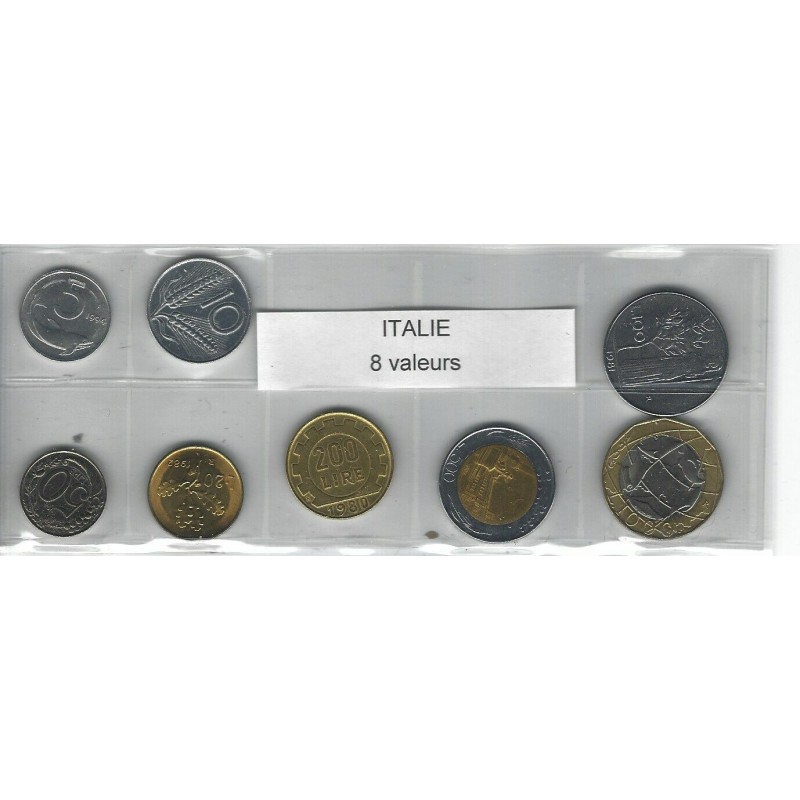 Italie série de 8 pièces de monnaie