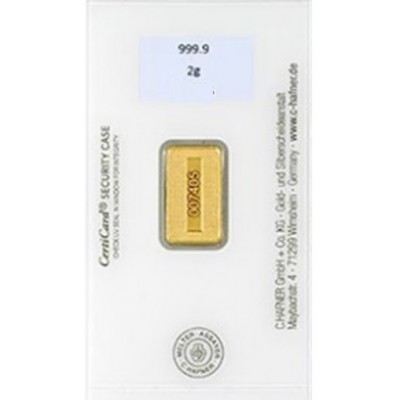 Lingot scellé C Hafner 2 grammes or SmartPack