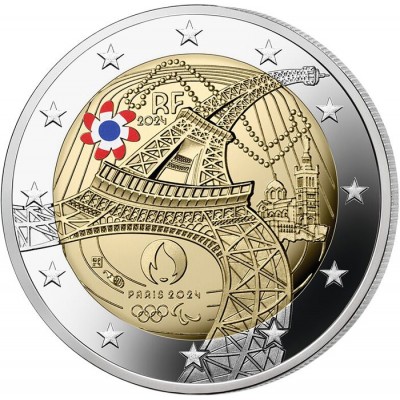 FRANCE 2 euro JO 2024 BE Couleur Paris 2024
