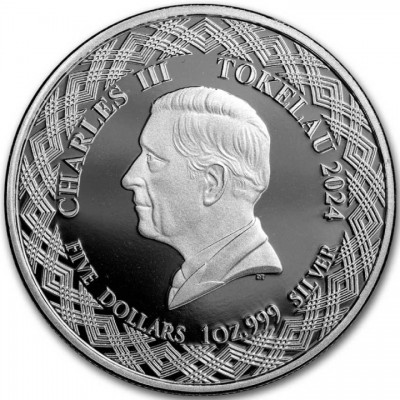 TOKELAU 5 Dollars Argent 1 Once Poisson-bannière à longues nageoires 2024 ⏰