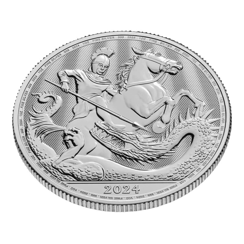 GRANDE BRETANGE 2 Pounds Argent 1 Once St George et le Dragon 2024 ⏰