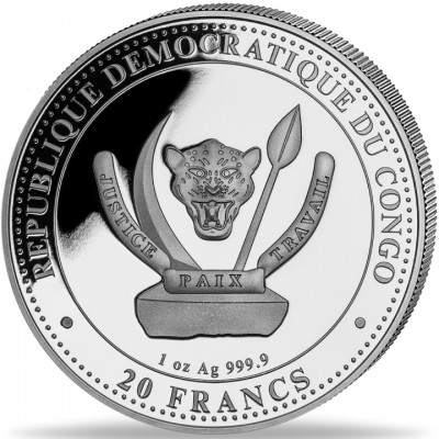 CONGO 20 Francs Argent 1 Once Vie Préhistorique Triceratops 2024