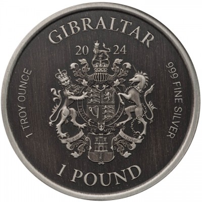 GIBRALTAR 1 Livre Argent Antique 1 Once Lady Justice 2024