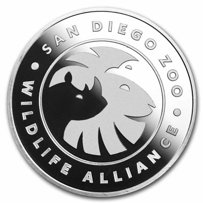 Médaille Argent 1 Once Zoo San Diego Rhinoceros