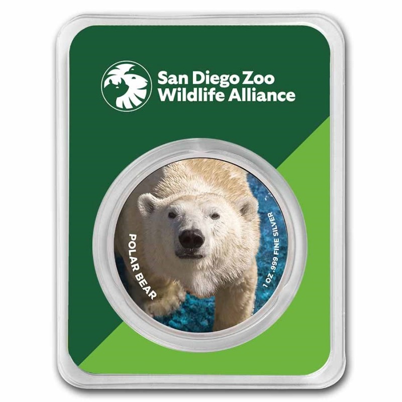 Médaille Argent Couleur 1 Once Zoo San Diego Ours Polaire TEP