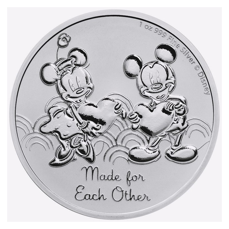 NIUE 2 Dollars Argent 1 Once Disney Mickey et Minnie 2023