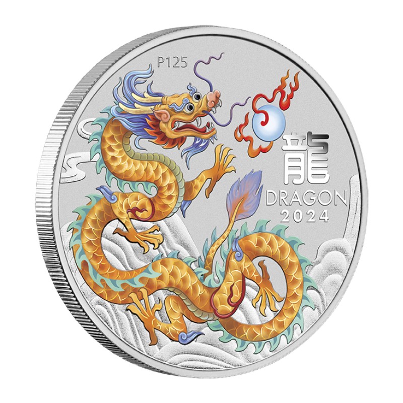 AUSTRALIE 50 Cents Argent 1/2 Once Année du Dragon Dragon Or 2024 ⏰