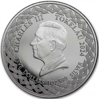 TOKELAU 5 Dollars Argent 1 Once Zodiaque 2024 Verseau⏰