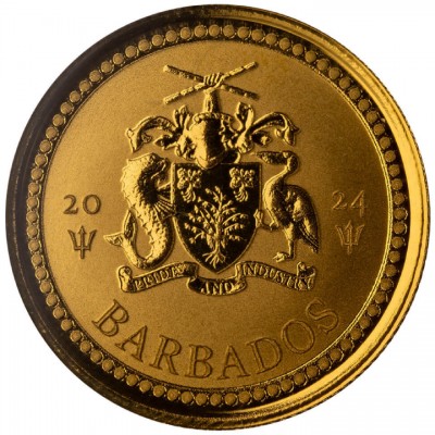 BARBADE 1 Dollar Or 1/10 Once Trident 2024 ⏰
