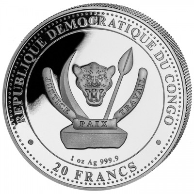 CONGO 20 Francs Argent 1 Once Vie Préhistorique Suchomimus 2024 ⏰