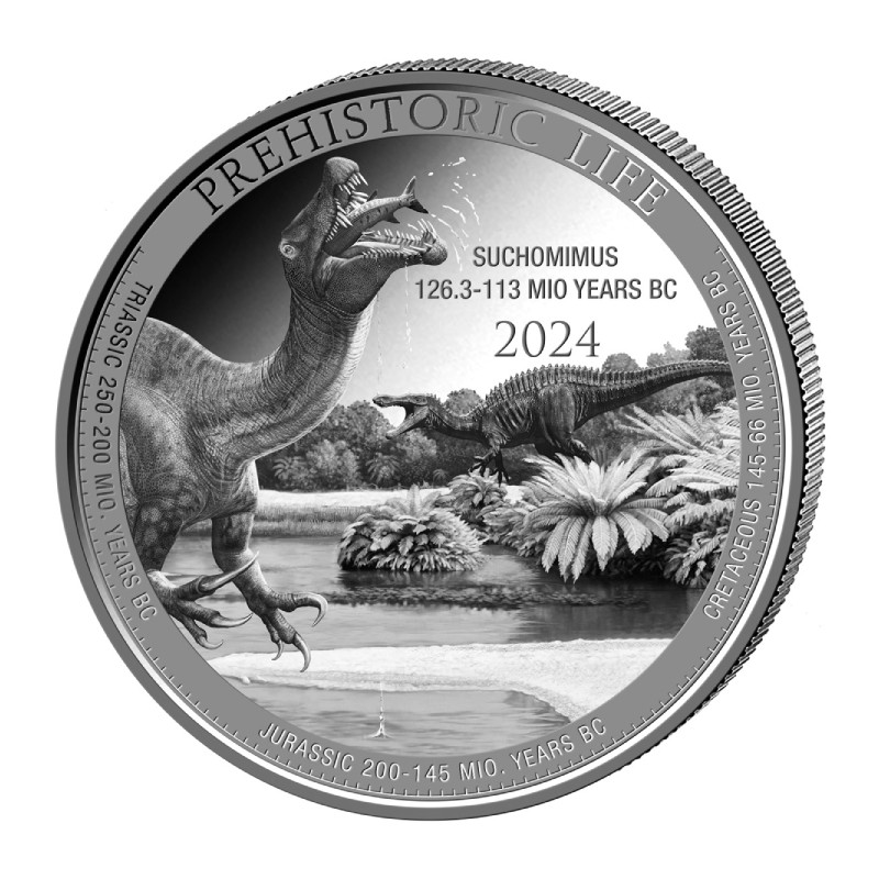 CONGO 20 Francs Argent 1 Once Vie Préhistorique Suchomimus 2024 ⏰