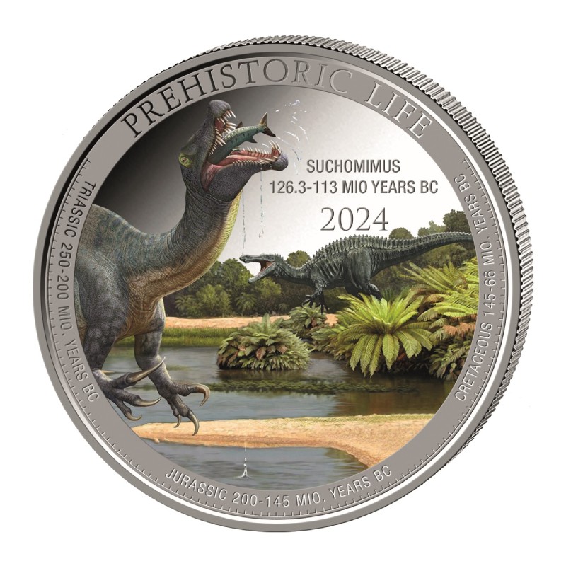 CONGO 20 Francs Argent Couleur 1 Once Vie Préhistorique Suchomimus 2024 ⏰