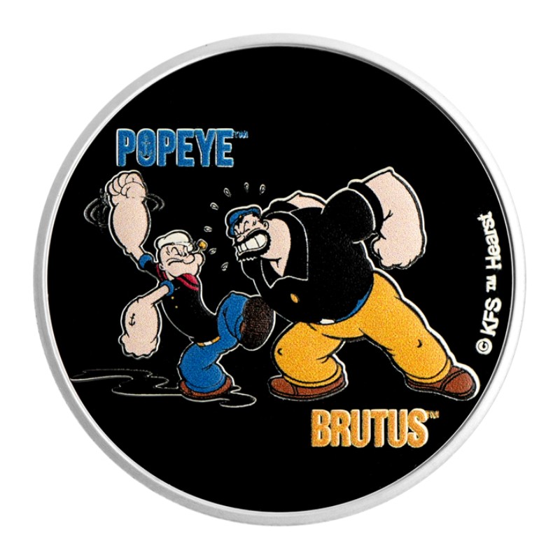 SAMOA 2 Dollars Argent Couleur 1 Once Popeye et Brutus 2024 ⏰