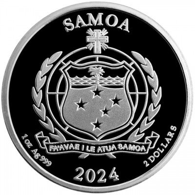 SAMOA 2 Dollars Argent Couleur 1 Once Popeye et Brutus 2024