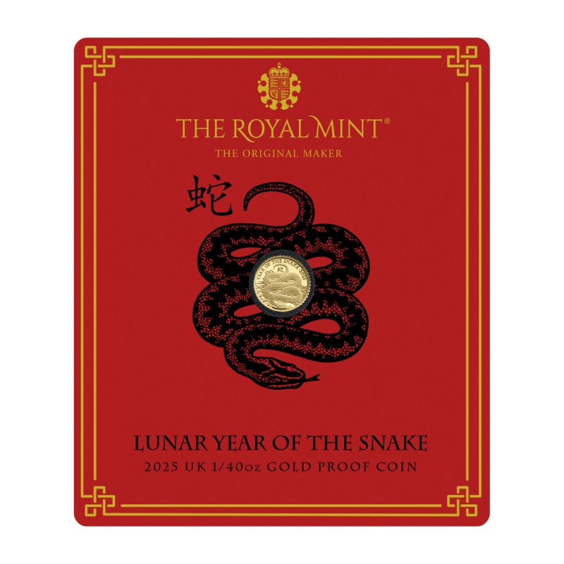 GRANDE BRETAGNE 50 Pence Or 1/40 once Année du Serpent 2025