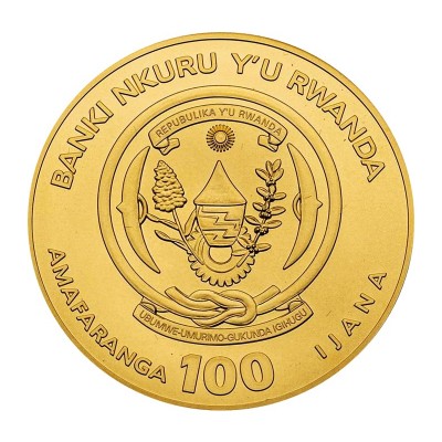 RWANDA 100 RWF Or 1/12 Once Année du Serpent 2025