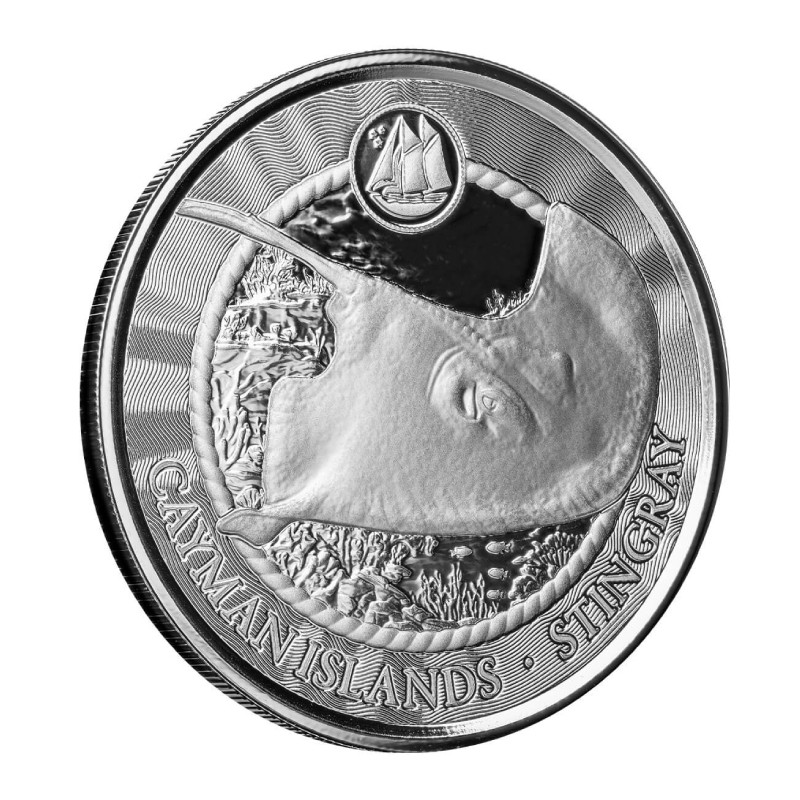 ILES CAIMANS 1 Dollar Argent 1 Once Raie Pastenague 2024