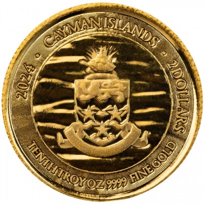ILES CAIMANS 2 Dollars Or 1/10 Once Raie Pastenague 2024 ⏰