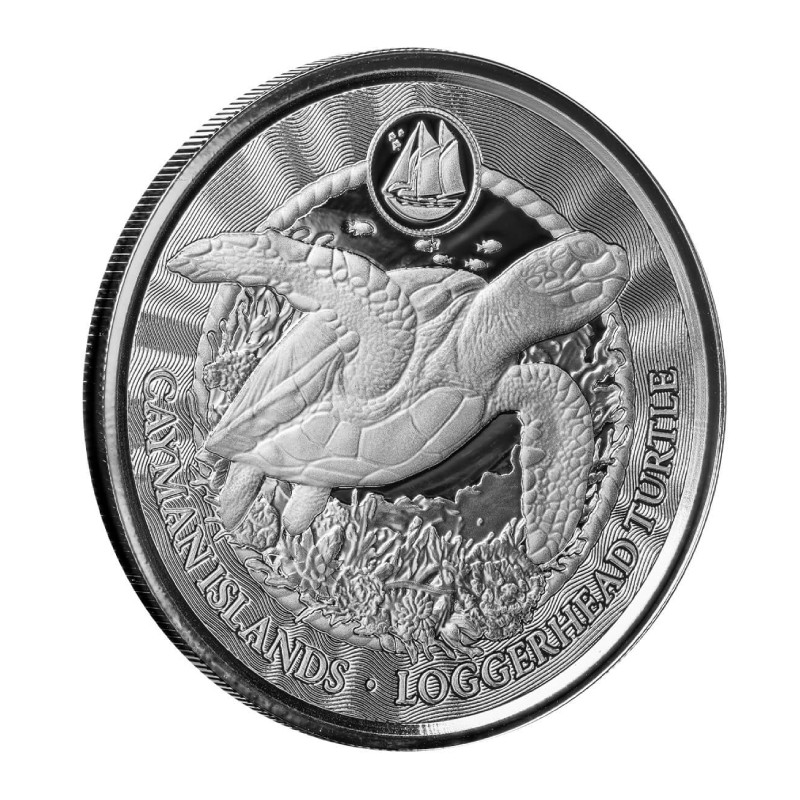 ILES CAIMANS 1 Dollar Argent 1 Once Tortue Caouanne 2024