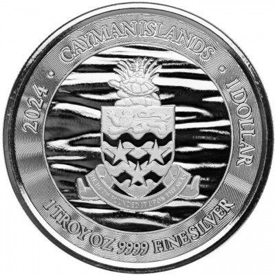 ILES CAIMANS 1 Dollar Argent 1 Once Tortue Caouanne 2024 ⏰
