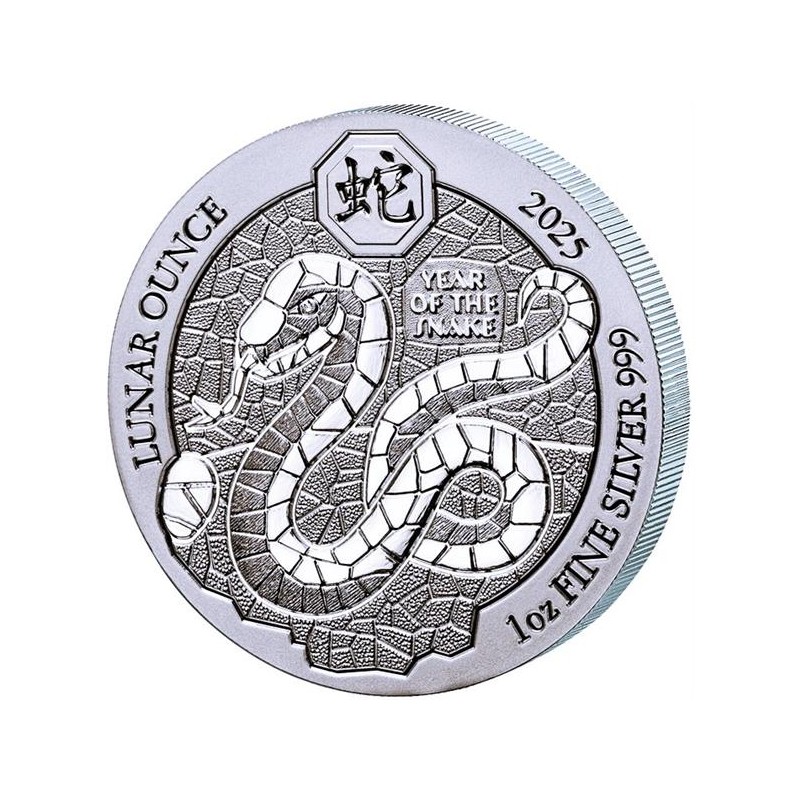 RWANDA 50 RWF Argent 999/1000 1 Once Année du Serpent 2025 ⏰