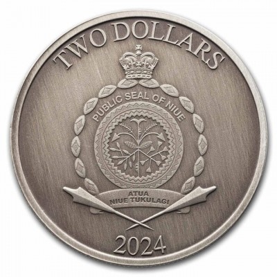 NIUE 2 Dollars Argent 1 Once Antique Mythologie Grecque Theseus 2024 ⏰