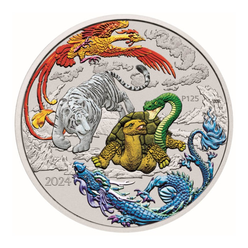 AUSTRALIE 1 Dollar Argent Couleur 1 Once Mythes et légendes les 4 Guardiens Hong 2024 ⏰