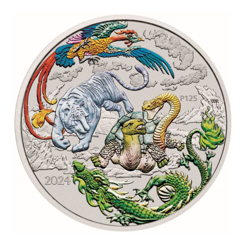 AUSTRALIE 1 Dollar Argent Couleur 1 Once Mythes et légendes les 4 Guardiens Lan 2024 ⏰