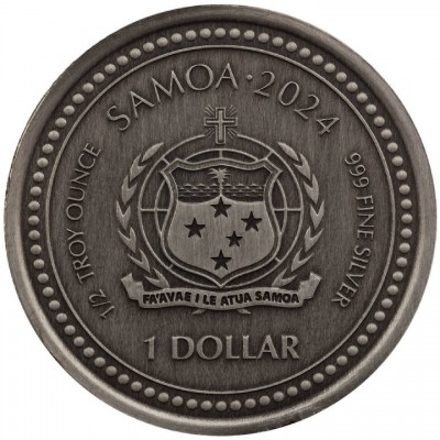 SAMOA 1 Dollar Argent Antique 1/2 Once le Créateur 2024 ⏰